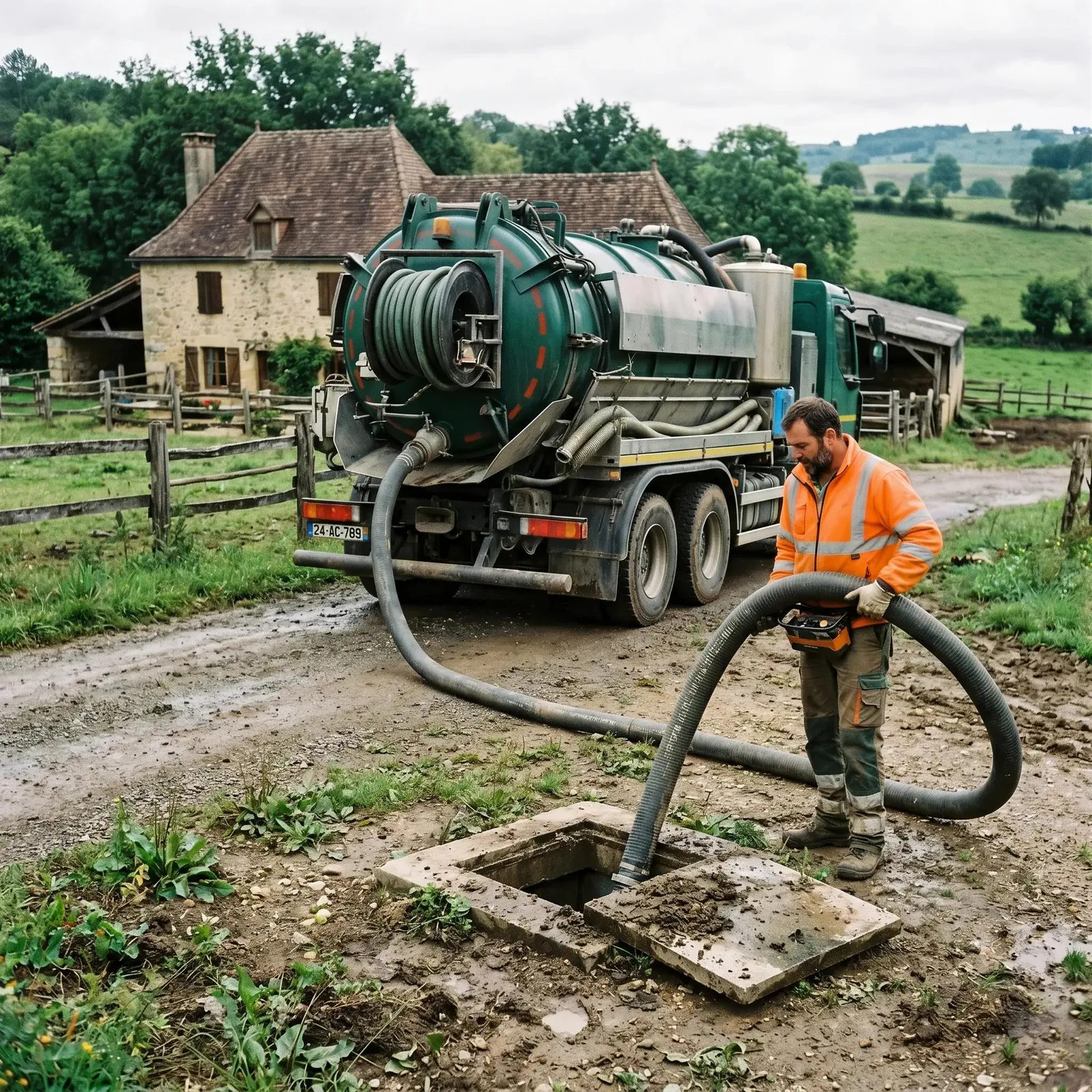 Camion d'hydrocurage Paris Débouchage Pro intervenant sur un regard à Paris